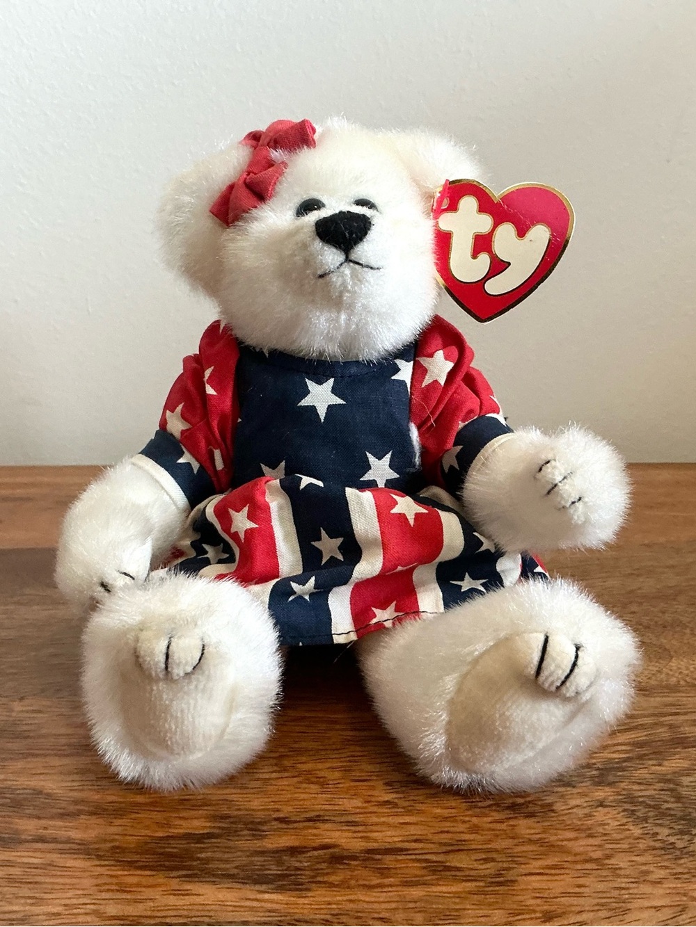 Ty Franny Patriotic Bear 1993 Red White Blue Stars Stripes NWT